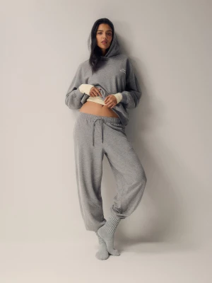 4F Bluza dresowa loose z kapturem damska - szara M