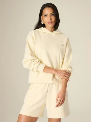 4F Bluza dresowa loose z kapturem damska - żółta M
