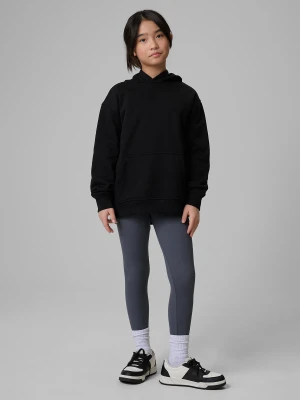 4F Bluza dresowa loose z kapturem dziewczęca - czarna 158/164 (12-14 lat)