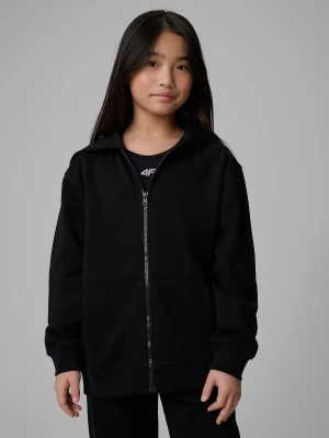 4F Bluza dresowa loose z kapturem dziewczęca - czarna 146/152 (10-12 lat)