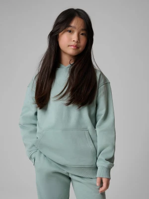 4F Bluza dresowa loose z kapturem dziewczęca - miętowa 134/140 (8-10 lat)