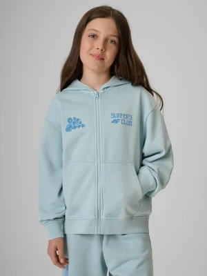 4F Bluza dresowa loose z kapturem dziewczęca - niebieska 158/164 (12-14 lat)
