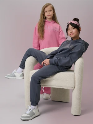 4F Bluza dresowa loose z kapturem dziewczęca - szara 158/164 (12-14 lat)