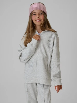 4F Bluza dresowa loose z kapturem dziewczęca - szara 134 / 140 (8-10 lat)