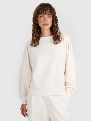 4F Bluza dresowa nierozpinana bez kaptura damska - beżowa XL