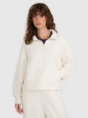 4F Bluza dresowa nierozpinana bez kaptura damska - beżowa XXL