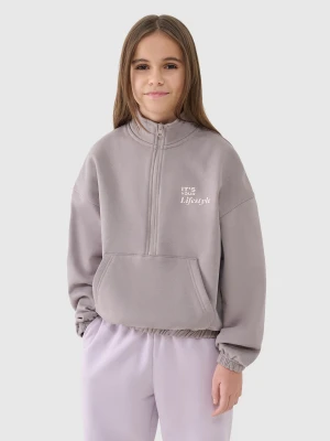 4F Bluza dresowa nierozpinana bez kaptura dziewczęca - beżowa 164 (13-14 lat)