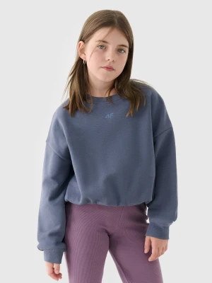 4F Bluza dresowa nierozpinana bez kaptura dziewczęca - niebieska 164 (13-14 lat)