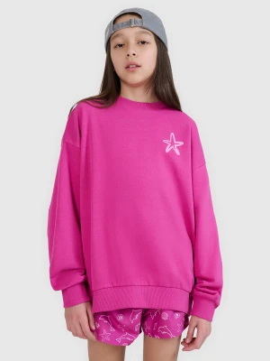 4F Bluza dresowa nierozpinana bez kaptura dziewczęca - różowa 128 (7-8 lat)
