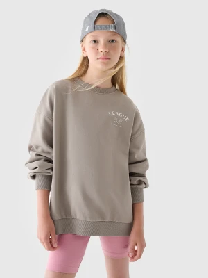 4F Bluza dresowa nierozpinana bez kaptura dziewczęca - szara 128 (7-8 lat)