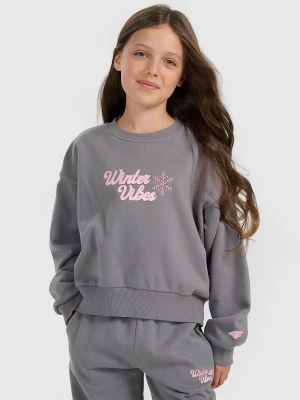 4F Bluza dresowa nierozpinana bez kaptura dziewczęca - szara 158 (12-13 lat)