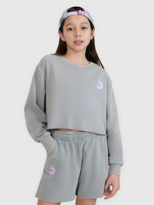 4F Bluza dresowa nierozpinana bez kaptura dziewczęca - szara 152 (11-12 lat)