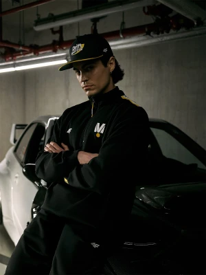 4F Bluza dresowa nierozpinana bez kaptura uniseks 4F x Drift Masters - czarna XL