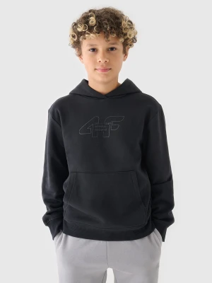 4F Bluza dresowa nierozpinana z kapturem chłopięca - czarna 140 (9-10 lat)