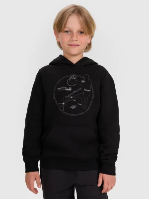 4F Bluza dresowa nierozpinana z kapturem chłopięca - czarna 140 (9-10 lat)