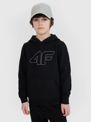 4F Bluza dresowa nierozpinana z kapturem chłopięca - czarna 152 (11-12 lat)