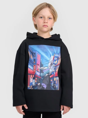 4F Bluza dresowa nierozpinana z kapturem chłopięca - czarna 140 (9-10 lat)