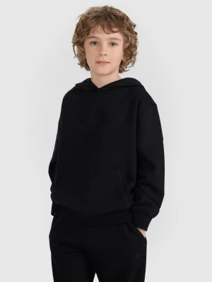 4F Bluza dresowa nierozpinana z kapturem chłopięca - czarna 152 (11-12 lat)