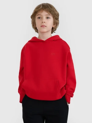4F Bluza dresowa nierozpinana z kapturem chłopięca - czerwona 134 (8-9 lat)