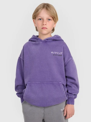4F Bluza dresowa nierozpinana z kapturem chłopięca - fioletowa 146 (10-11 lat)