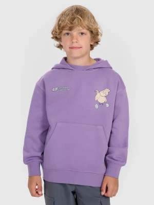 4F Bluza dresowa nierozpinana z kapturem chłopięca - fioletowa 140 (9-10 lat)