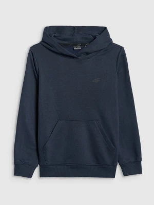 4F Bluza dresowa nierozpinana z kapturem chłopięca - granatowa 140 (9-10 lat)