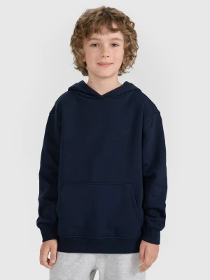 4F Bluza dresowa nierozpinana z kapturem chłopięca - granatowa 140 (9-10 lat)