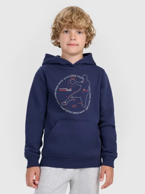 4F Bluza dresowa nierozpinana z kapturem chłopięca - granatowa 146 (10-11 lat)