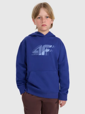 4F Bluza dresowa nierozpinana z kapturem chłopięca - granatowa 134 (8-9 lat)
