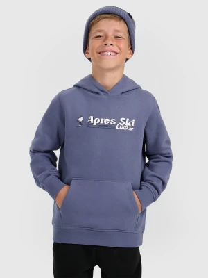 4F Bluza dresowa nierozpinana z kapturem chłopięca - granatowa 134 (8-9 lat)