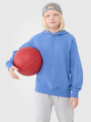 4F Bluza dresowa nierozpinana z kapturem chłopięca - niebieska 122 (6-7 lat)