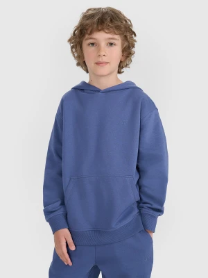 4F Bluza dresowa nierozpinana z kapturem chłopięca - niebieska 134 (8-9 lat)