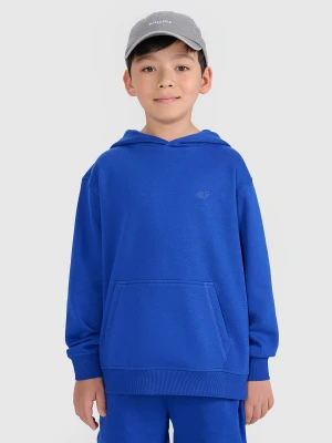 4F Bluza dresowa nierozpinana z kapturem chłopięca - niebieska 140 (9-10 lat)
