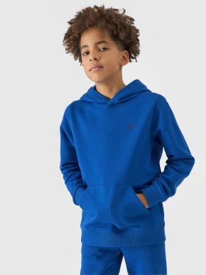 4F Bluza dresowa nierozpinana z kapturem chłopięca - niebieska 158 (12-13 lat)