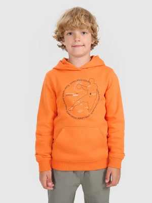 4F Bluza dresowa nierozpinana z kapturem chłopięca - pomarańczowa 134 (8-9 lat)