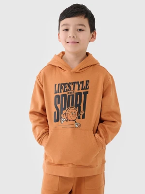 4F Bluza dresowa nierozpinana z kapturem chłopięca - pomarańczowa 164 (13-14 lat)