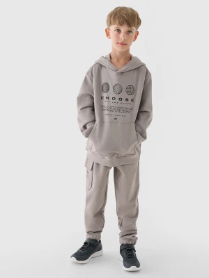 4F Bluza dresowa nierozpinana z kapturem chłopięca - szara 122 (6-7 lat)