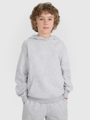 4F Bluza dresowa nierozpinana z kapturem chłopięca - szara 134 (8-9 lat)