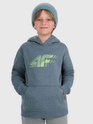 4F Bluza dresowa nierozpinana z kapturem chłopięca - turkusowa 164 (13-14 lat)