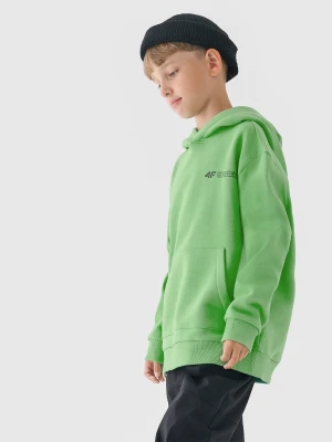 4F Bluza dresowa nierozpinana z kapturem chłopięca - zielona 122 (6-7 lat)