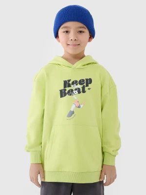4F Bluza dresowa nierozpinana z kapturem chłopięca - żółta 164 (13-14 lat)