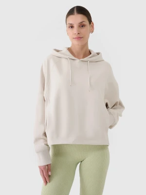 4F Bluza dresowa nierozpinana z kapturem damska - beżowa XL
