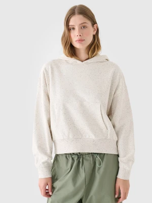 4F Bluza dresowa nierozpinana z kapturem damska - beżowa L