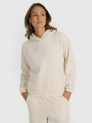 4F Bluza dresowa nierozpinana z kapturem damska - biała XL