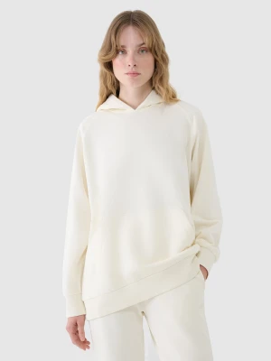 4F Bluza dresowa nierozpinana z kapturem damska - biała S