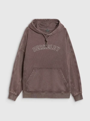 4F Bluza dresowa nierozpinana z kapturem damska - brązowa L