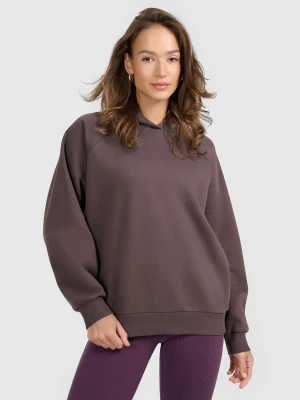 4F Bluza dresowa nierozpinana z kapturem damska - brązowa M