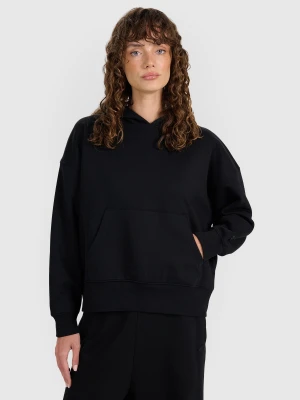 4F Bluza dresowa nierozpinana z kapturem damska - czarna M