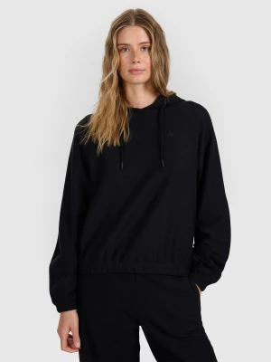 4F Bluza dresowa nierozpinana z kapturem damska - czarna M