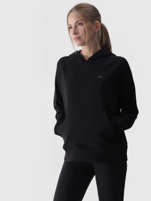 4F Bluza dresowa nierozpinana z kapturem damska - czarna S